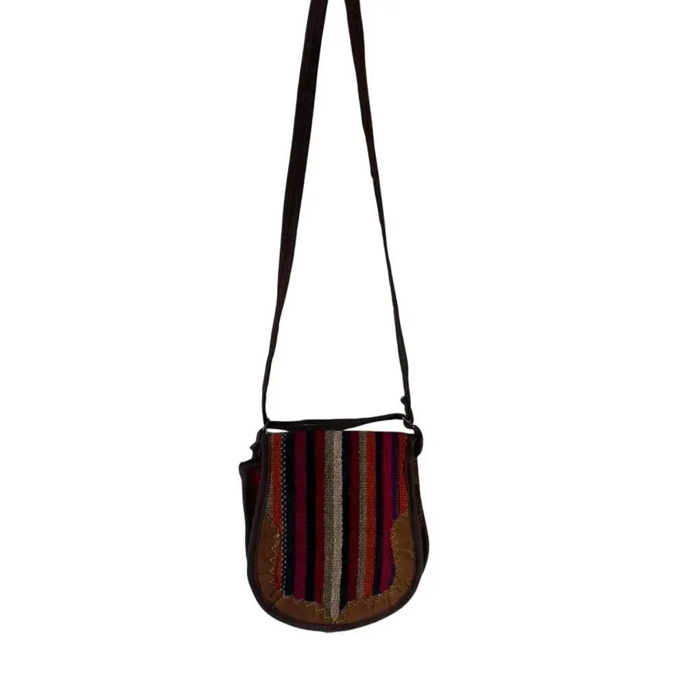 Handmade Boho Crossbody Bag Woven Kilim Shoulder Purse Ethnic Festival Tote - Picture 5 of 11